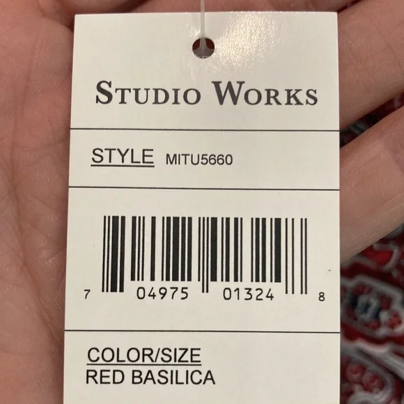 Studio Works Red Short Ruffle Sleeve Top Medium​​​ - Picture 10 of 12